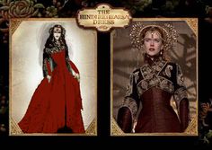 two pictures of women in medieval dress