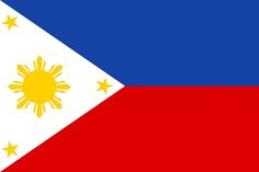 the philippines flag is shown in red, white and blue