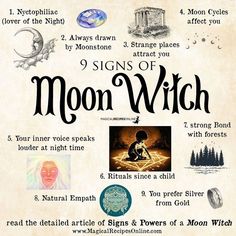 Magical Recipes Online on Instagram: "How many of these Signs do you have? Are you a Moon Witch? https://www.magicalrecipesonline.com/2023/02/moon-witch-signs-and-powers.html #moonwitch #moonmagick #moonmagic #witchcraft #witches #witchesofinstagram" Different Kinds Of Witches, Witchy Morning, White Witch Aesthetic, Glamor Magic, Witches Grimoire, Witch Types, Witch Spells, Witch Signs