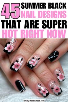 summer black nails inspiration, black summer nail designs, best summer black nail ideas, black summer nails 2024, dark summer nails Summer Nail Designs