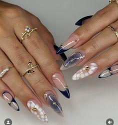 Celestial Blue, Daily Nail, Cute Acrylic Nail Designs, Nail Swag, Funky Nails