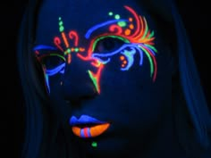 Black Light V by KaiaTheFox.deviantart.com Uv Photography, Glow In Dark Party, Festival Face