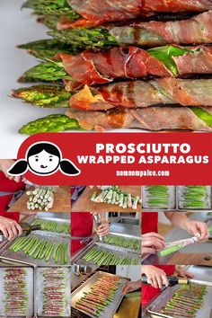 asparagus are being prepared in the kitchen for cooking and then wrapped in foil