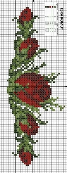 a cross stitch pattern with strawberries on it, and the number one in red