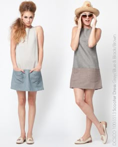 Dear Creatures - Simple colour-blocked shift with pockets Scooter Dress, Shift Dress Pattern, Diy Couture, Mode Inspiration, Linen Dresses, Look Chic, Sewing Dresses