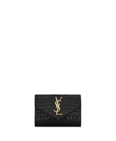 Saint Laurent Cassandre Small Envelope Wallet in Shiny Crocodile-Embossed Leather I Get What I Want, Small Envelope, Birkenstock Boston Shearling, Boston Shearling, Small Envelopes, Envelope Wallet, Luxury Purses, Birkenstock Boston, Bag Essentials