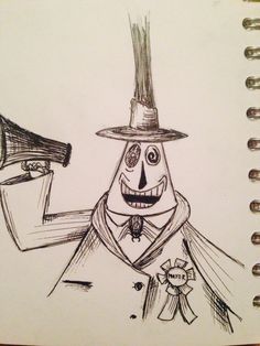 a drawing of a man wearing a top hat