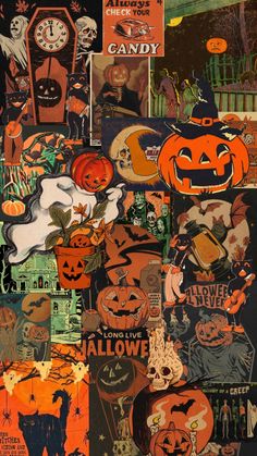 a collage of halloween images with pumpkins