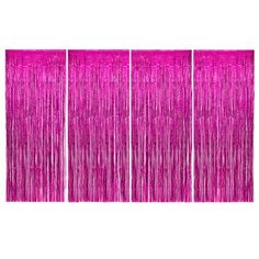 pink fringe curtain on white background