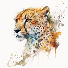 a watercolor painting of a cheetah