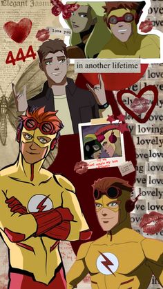 the flash and reverse characters are depicted in this collage with words that read, i love you