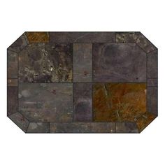 a black and brown tile floor with different colors on it's sides, in the shape of an octagon