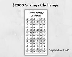 the $ 200 savings challenge is shown in black and white, with numbers on it