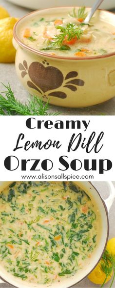 creamy lemon dill orzo soup is an easy and delicious side dish that's perfect for cold weather