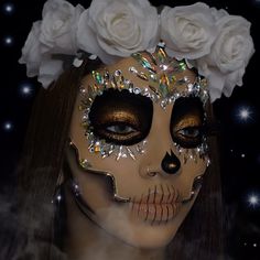 Makijaż Sugar Skull, Glam Skull, Sugar Skull Costume, Dead Makeup