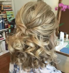 Half Updo for Shoulder-Length Hair Partial Updo, Mother Of The Groom Hairstyles, Up Hairdos, Mother Of The Bride Hair, Half Updo, Half Up Half Down Hair, Half Up Hair, Long Bob