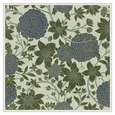 a blue and green floral pattern on a white background