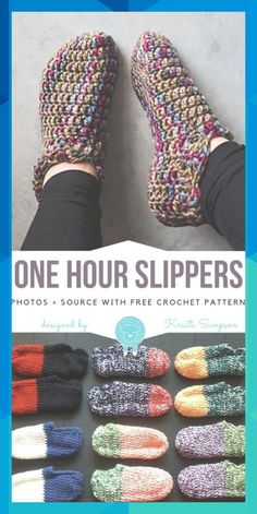 one hour slippers photos - source with free crochet pattern by the crafter's workshop