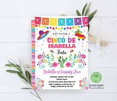 a colorful fiesta themed birthday party card