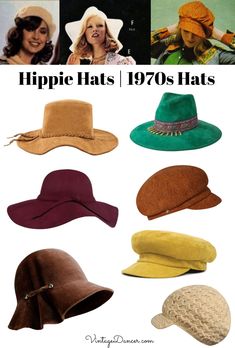 70s Styles For Women, How To Style Hats, 70s Hats Women, 70’s Hats, 60s Hats Women, Boho Hats For Women, 70s Hippie Fashion, 1970s Hats, 1970s Hats For Women