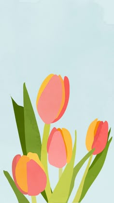 a vase filled with pink and yellow flowers on top of a blue table next to a plant