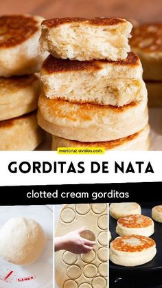 collage of images showing how to make gorditass de nata bread