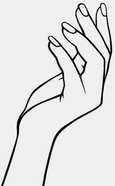 a black and white drawing of a hand holding something in it's right hand