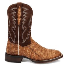 The Cowboy Certified Leon boot from Dan Post seamlessly blends contemporary and Western flair. Handcrafted from genuine caiman leather, this 11-inch boot features a removable soft strike orthotic, ROM toe, and stockman heelmaking it the perfect choice for both long days on the ranch and stylish outings in town. Size: 7.  Color: Brown.  Gender: male.  Age Group: adult. Square Toe Cowboy Boots, Dan Post Boots, Dan Post, Boots Mens, Justin Boots, The Cowboy, Calf Boots, Mid Calf Boots, Work Boots