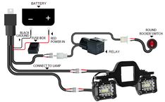 the wiring for an off road vehicle with two leds and one light on it