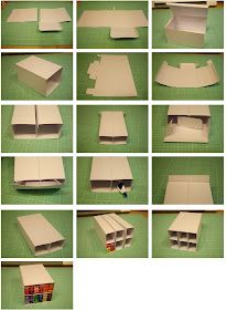 the steps to make a diy bookcase out of cardboard are shown in several different ways