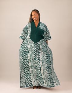 Discover elegance redefined with the Onyinye maxi bubu dress, perfectly crafted for you. This masterpiece seamlessly blends the timeless charm of Adire fabric with the regal sophistication of Asooke, creating a dress that epitomises cultural grace and modern flair. The flowing silhouette, combined with the striking green hue, ensures both comfort and glamour for every occasion. Elevate your style with Zurida, where tradition meets contemporary chic. Please note: This gown fits all sizes, and it Bubu Dress, African Kaftan Dress, Tall Maxi Dress, Batik Print Dress, Bubu Gown Styles, Kitenge Fashion, Nigerian Dress, Nigerian Outfits, Ankara Gown Styles