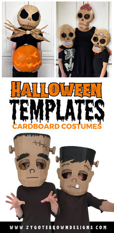 two children wearing halloween costumes with the words halloween templates