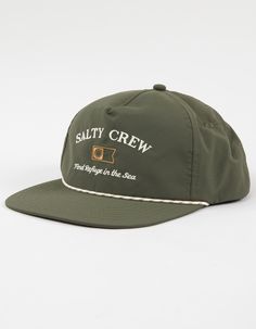 Salty Crew Steadfast 5 Panel Snapback Hat. Embroidery On Front. Brim Rope Detail. Flat Bill. Adjustable Snapback Closure. Woven Label At Closure. 100% Polyester. Imported. Rope Hats, Overalls Boys, Chino Pants Women, Wwe T Shirts, Flannel Sweatshirt, Backpack Lunch Bag, Boat House, Hat Embroidery, Boys Backpacks