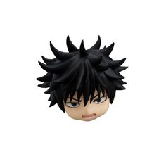 an anime character head with black hair