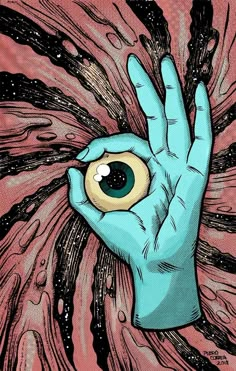 a hand with an evil eye sticking out of it's center surrounded by water