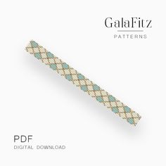 the pattern for this bracelet is shown in blue and white checkered fabric, with text that