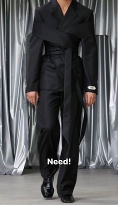 Asymmetrical Suit Men, Men Gala Outfit, Cravat Outfit, Runway Suits, Villain Dresses, Theatre Fashion, Semi Formal Outfit, Wedding Outfits For Groom, Matric Dance