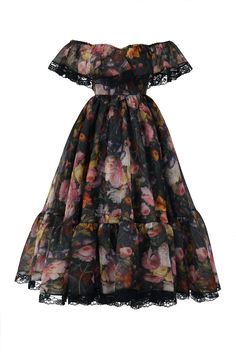 Gothic Floral, Printed Organza, Silk Dressing Gown, Corset Skirt, Modern Fairytale, Puff Dress, Plus Size Formal, Dark Flowers, Plus Size Formal Dresses