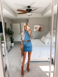 Denim Shell Mini Dress curated on LTK Summer Birthday Outfits, Western Chic Fashion, Cowboy Boot Outfits, Denim Dress Outfit, Dresses With Cowboy Boots, Country Style Outfits, Western Wear Outfits, Nashville Outfits, Western Style Outfits