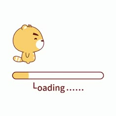 a cartoon bear sitting on top of a loading bar with the word loading below it