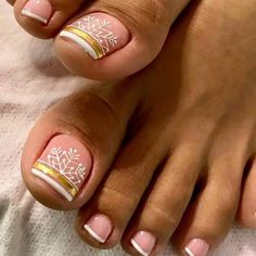 Pedicure Nails, Gold Christmas, Feet Nails