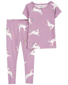 Toddler 2-Piece Unicorn 100% Snug Fit Cotton Pajamas from carters.com. Shop clothing & accessories from a trusted name in kids, toddlers, and baby clothes. Matching Pj Set, Carters Size Chart, Cotton Pjs, Carter Kids, Cotton Pajamas, Carters Girl, Carters Baby, Toddler Boy Outfits