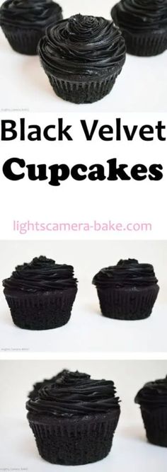 black velvet cupcakes are stacked on top of each other