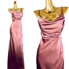 ad eBay - This 90s y2k prom formal dress is mauve in color, and has gorgeous draped cowl neckline. It is perfect to wear to any formal occasion including a wedding or prom. LENGTH: 63" (From top of shoulder strap to hem). 1990s Prom Dress, 90s Prom Dresses, 90s Prom, Y2k Prom, Y2k Dress, Grad Dresses, Prom Formal, Year 2000, Cowl Neckline