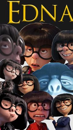 an animated movie poster for edna