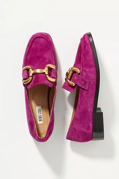 ~THIS IS A WONDERFUL AUTHENTIC ANTHROPOLOGIE BIBI LOU ZAGREB MORADO SUEDE LEATHER  MULBERRY LOAFERS flats Shoes  IN NEW WITH BOX CONDITION.... Loafers Outfit, Buckle Loafers, Purple Fits, Embellished Flats, Violet Purple, Zagreb, Leather Buckle, Loafers For Women, Shoe Sale