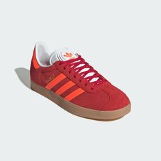 adidas Gazelle Shoes - Red | Free Shipping with adiClub | adidas US Adidas Leather Sneakers With Closed Toe, Adidas Leather Closed Toe Sneakers, Classic Adidas Slip-on Sneakers, Adidas Sporty Sneakers With Leather Sole, Suede Sneakers With Leather Sole, Closed Toe, Classic Suede Sneakers With Flat Heel, Classic Suede Sneakers With Closed Toe, Classic Suede Flat Sneakers, Classic Suede Closed Toe Sneakers