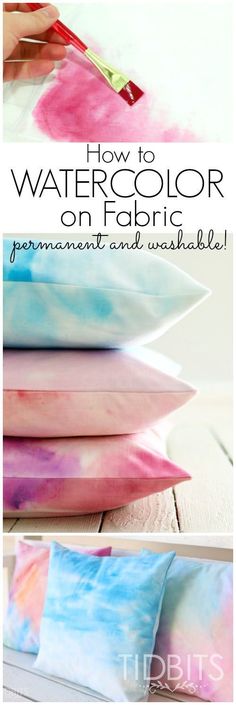 how to make watercolor on fabric for pillows