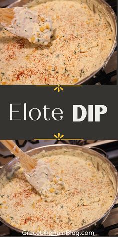 mexican street corn dip in a skillet with a wooden spoon