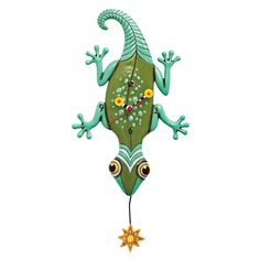 Sun Lizard Wall Clock by Allen Designs - Quirks! Colorful Wall Clocks, Pendulum Wall Clock, Monkey Stuffed Animal, Pendulum Clock, Clock For Kids, Wall Clock Design, Elements Of Style, Clock Hands, Cool Pets